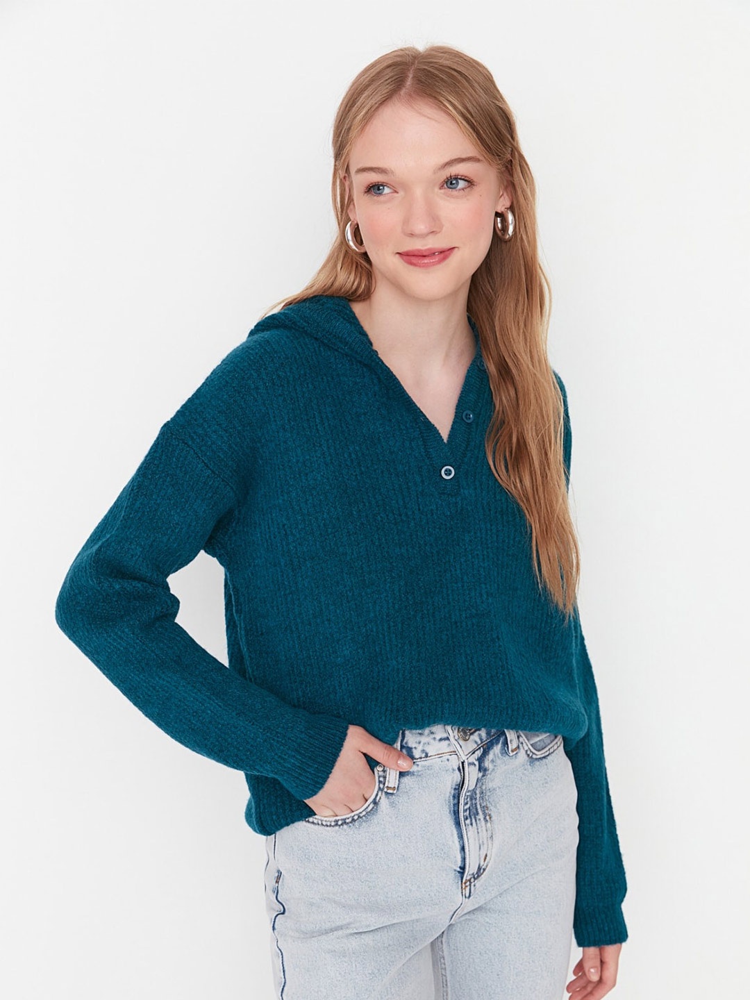 

Trendyol Hooded Pullover Sweater, Green