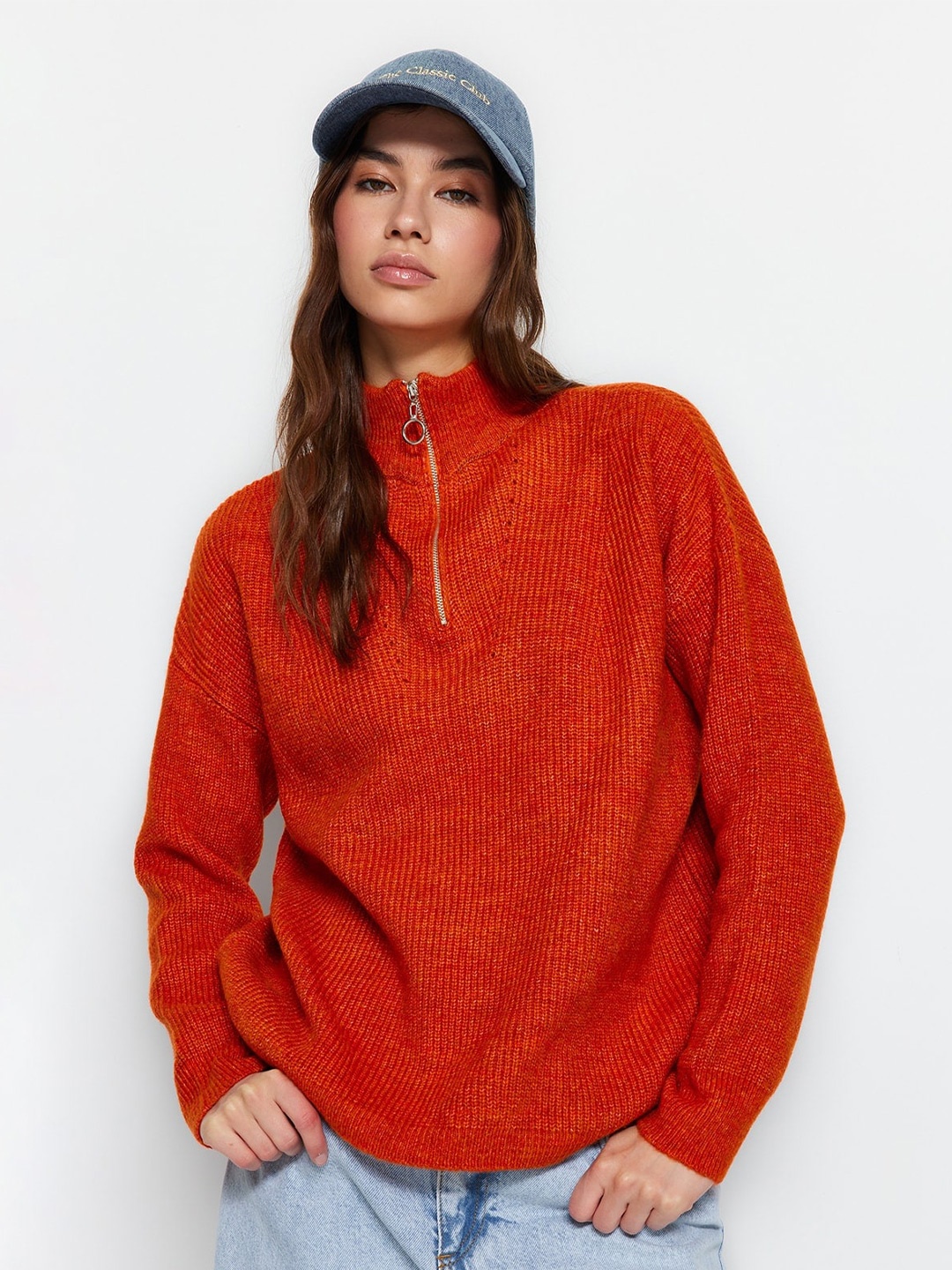 

Trendyol Ribbed Turtle Neck Acrylic Pullover, Orange
