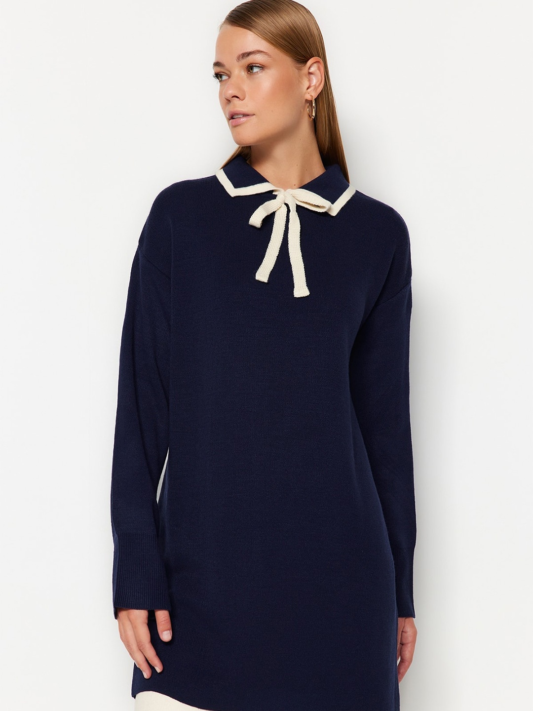 

Trendyol Acrylic Longline Pullover, Navy blue