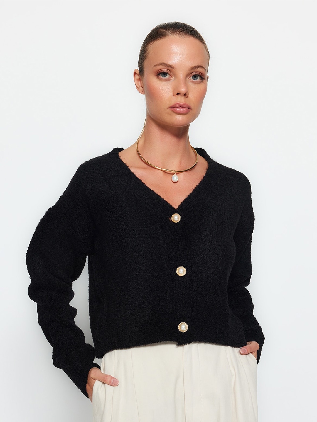 

Trendyol V-Neck Cardigan Sweater, Black
