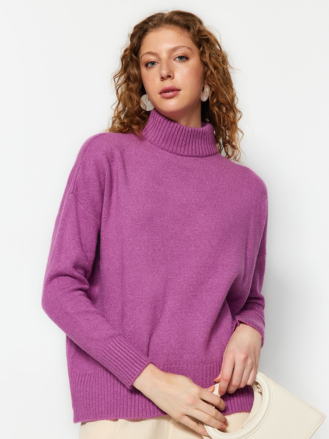 

Trendyol Turtle Neck Acrylic Pullover, Purple