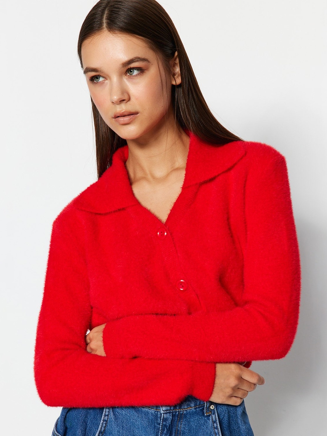 

Trendyol Crop Cardigan Sweater, Red