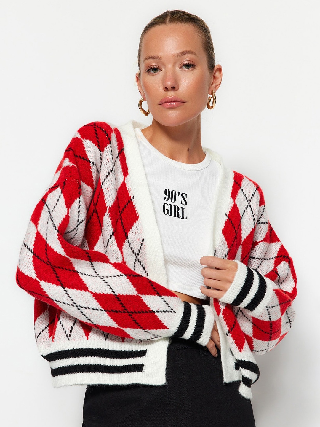 

Trendyol Argyle Printed Pullover, White