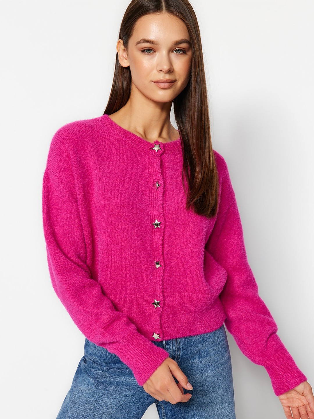 

Trendyol Drop Shoulder Sleeves Cardigan, Pink