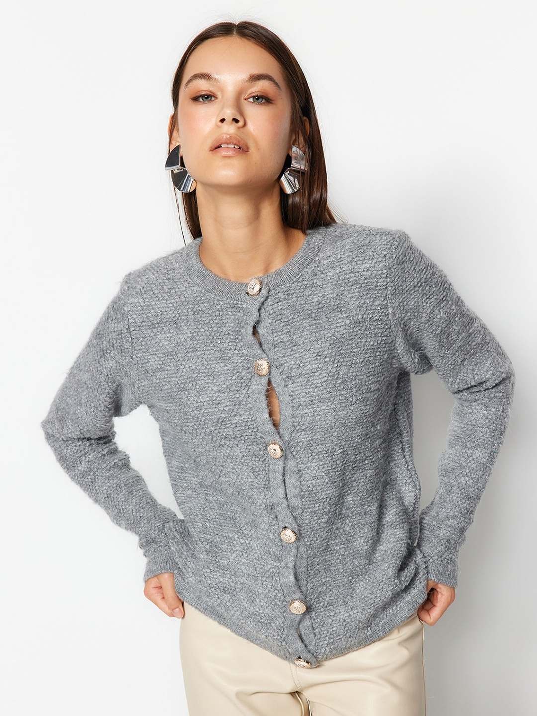 

Trendyol Long Sleeves Cardigan, Grey