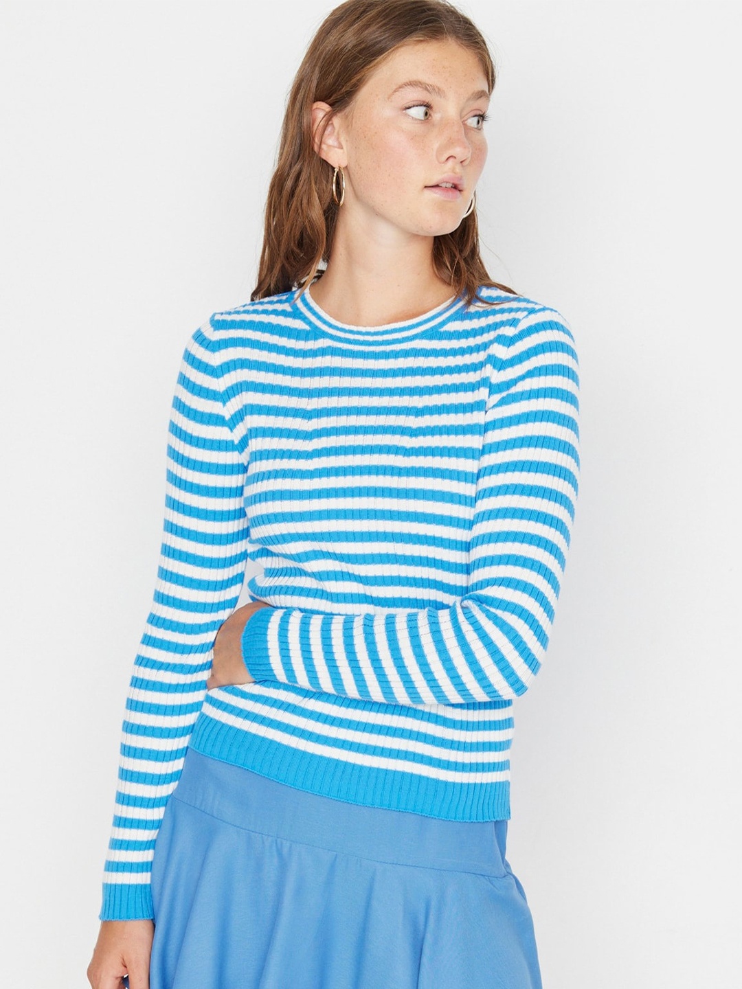 

Trendyol Striped Long Sleeves Pullover, Blue