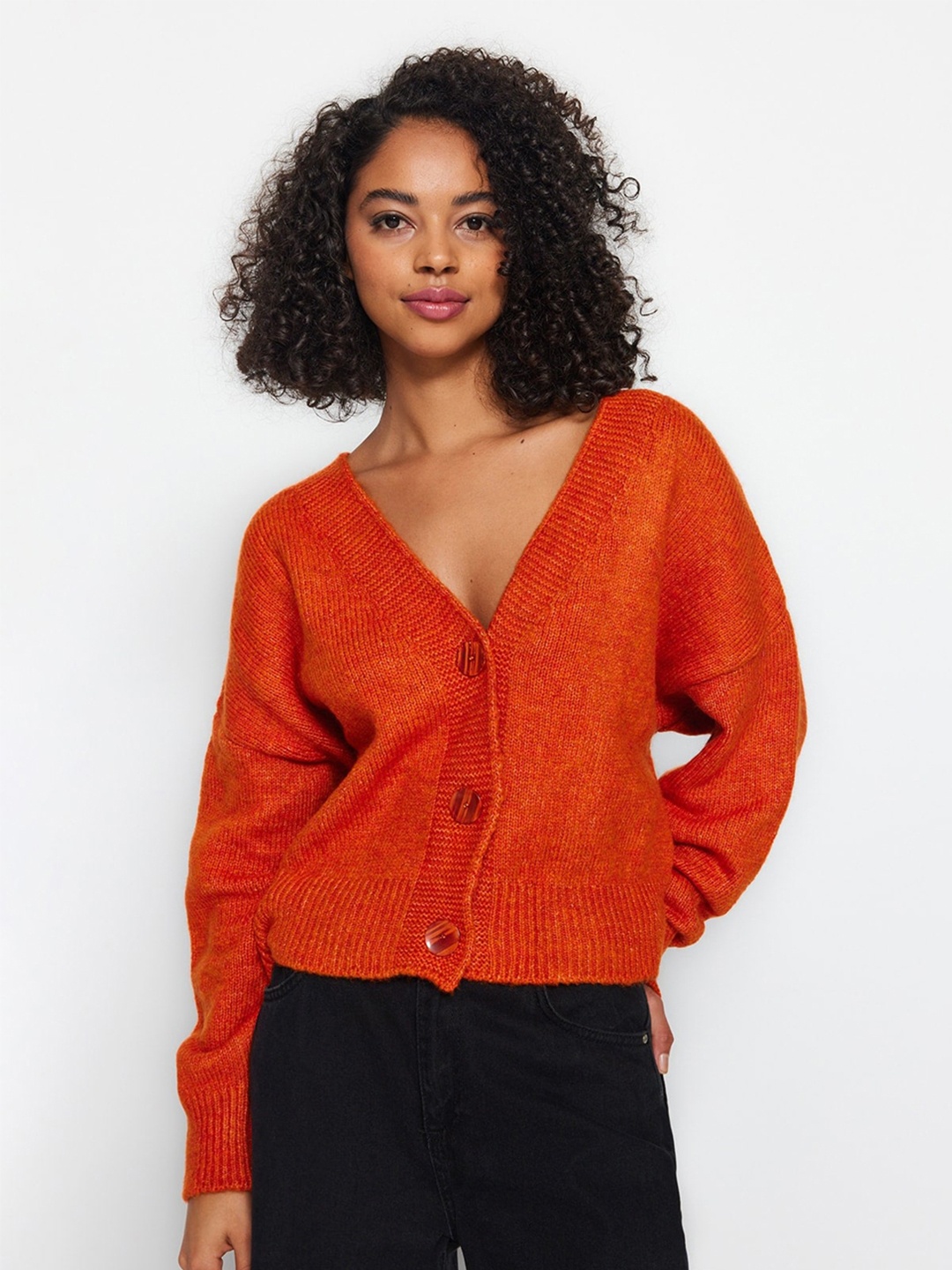

Trendyol Long Sleeves Acrylic Cardigan Sweaters, Orange
