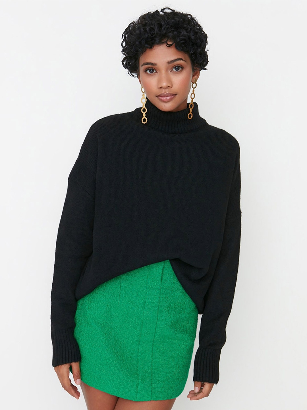 

Trendyol Ribbed Turtle Neck Pullover, Black