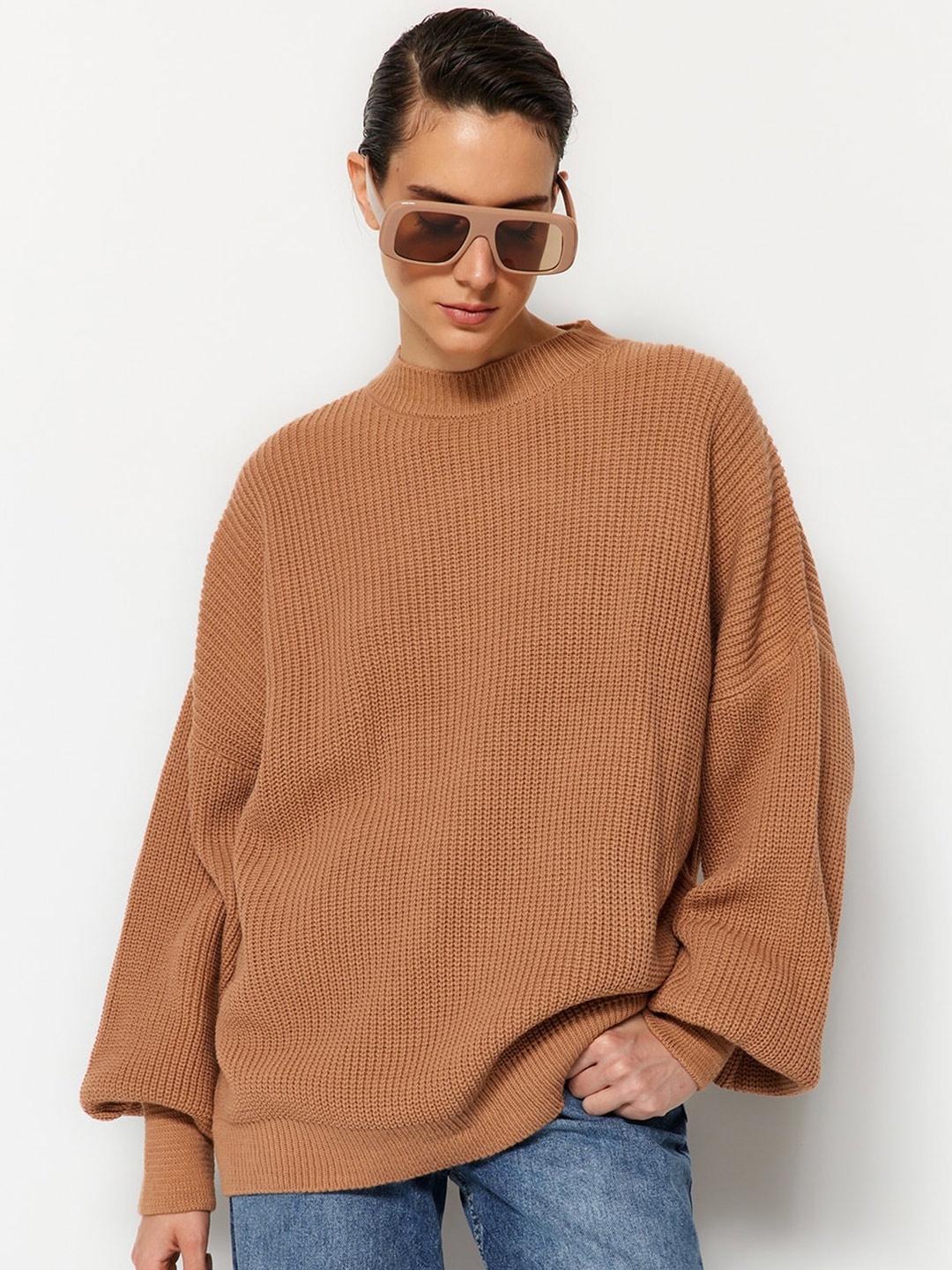 

Trendyol Open Knit Pullover Sweater, Beige