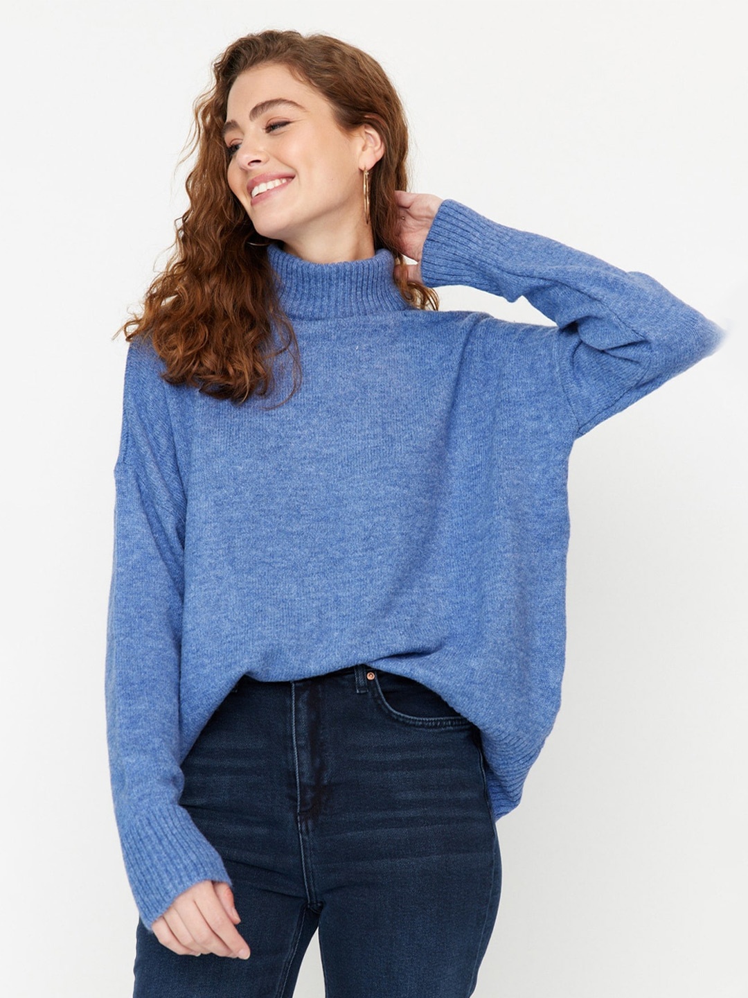 

Trendyol Turtle Neck Long Sleeve Pullover, Blue