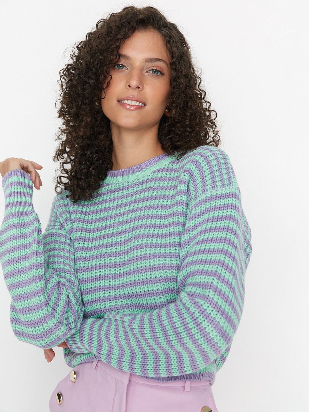 

Trendyol Cable Knit Long Sleeves Acrylic Pullover, Blue