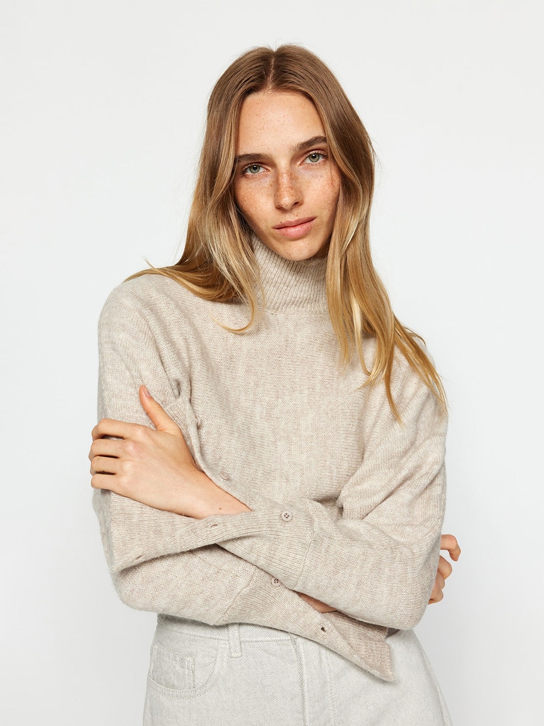 

Trendyol Mock Collar Pullover, Cream