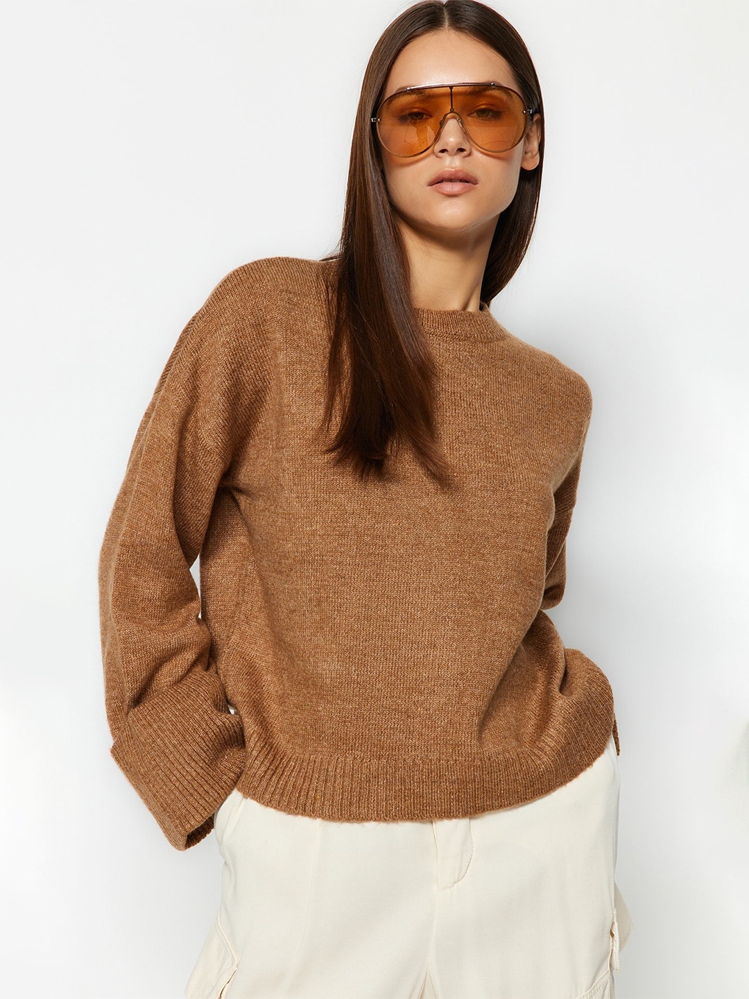 

Trendyol Oversized Pullover Sweater, Brown