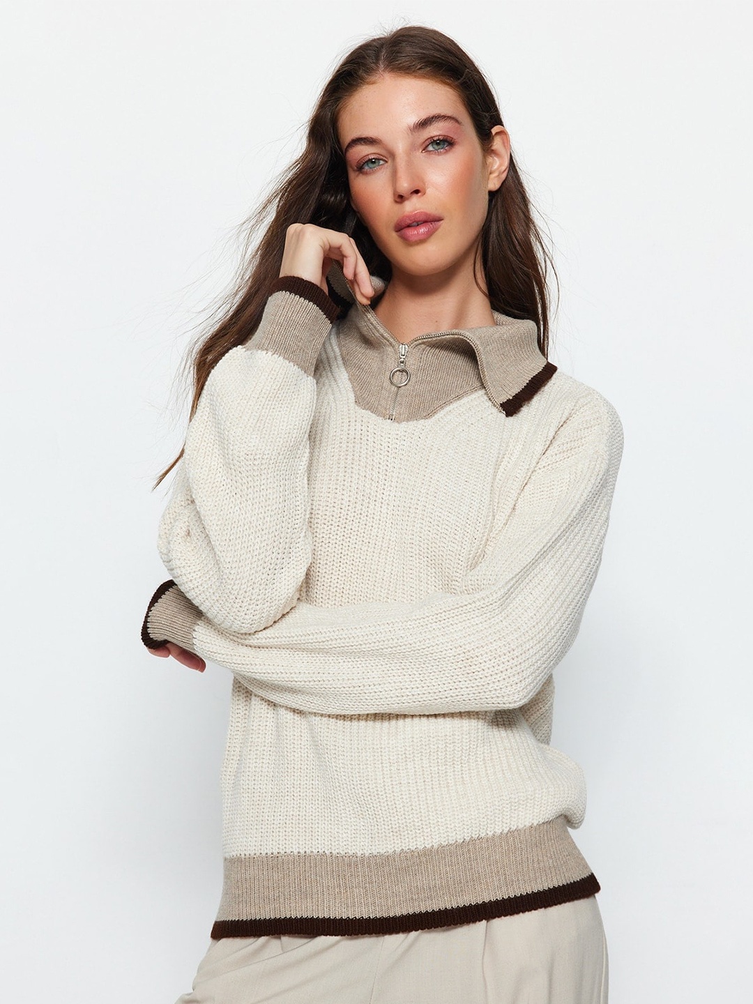 

Trendyol Cable Knit Pullover, Beige