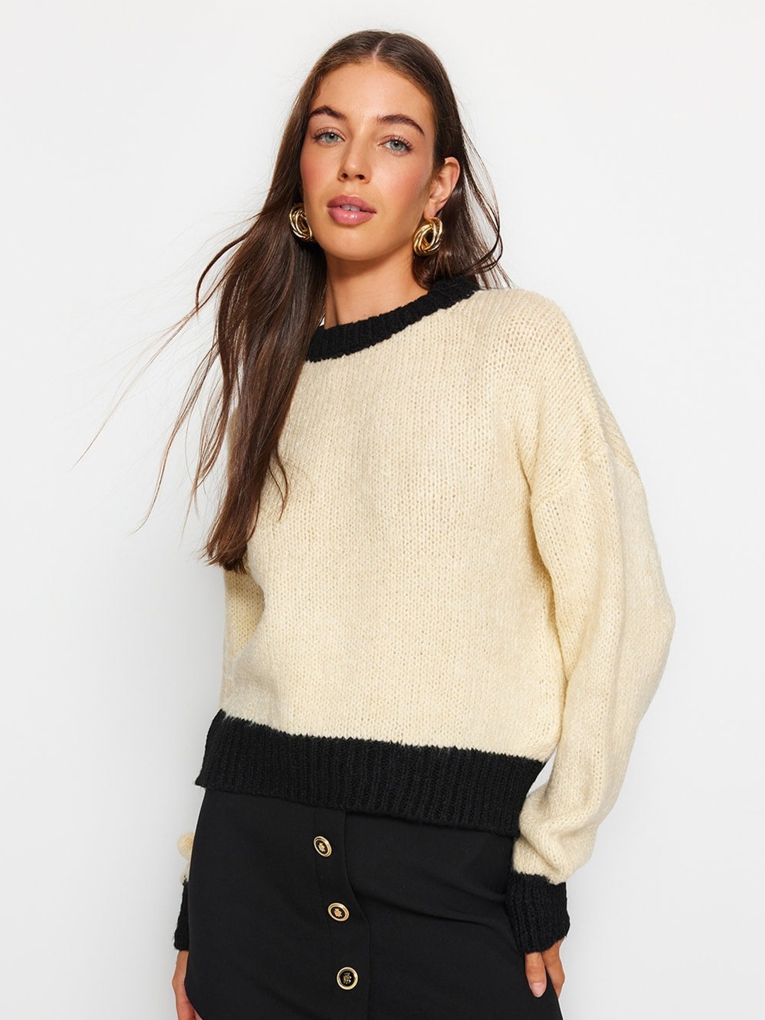 

Trendyol Ribbed Pullover Sweater, Beige