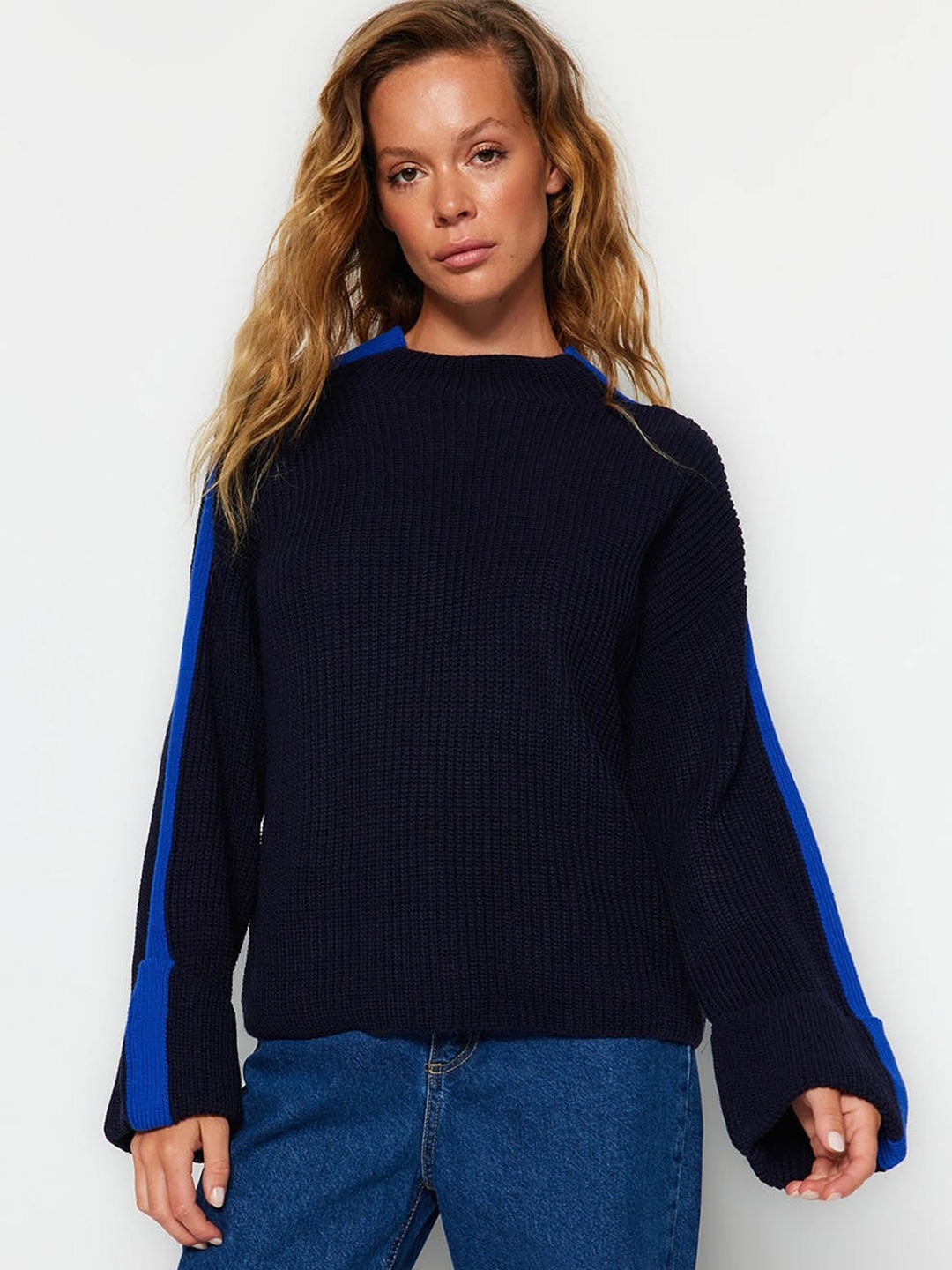 

Trendyol Acrylic Cable Knit Pullover, Blue