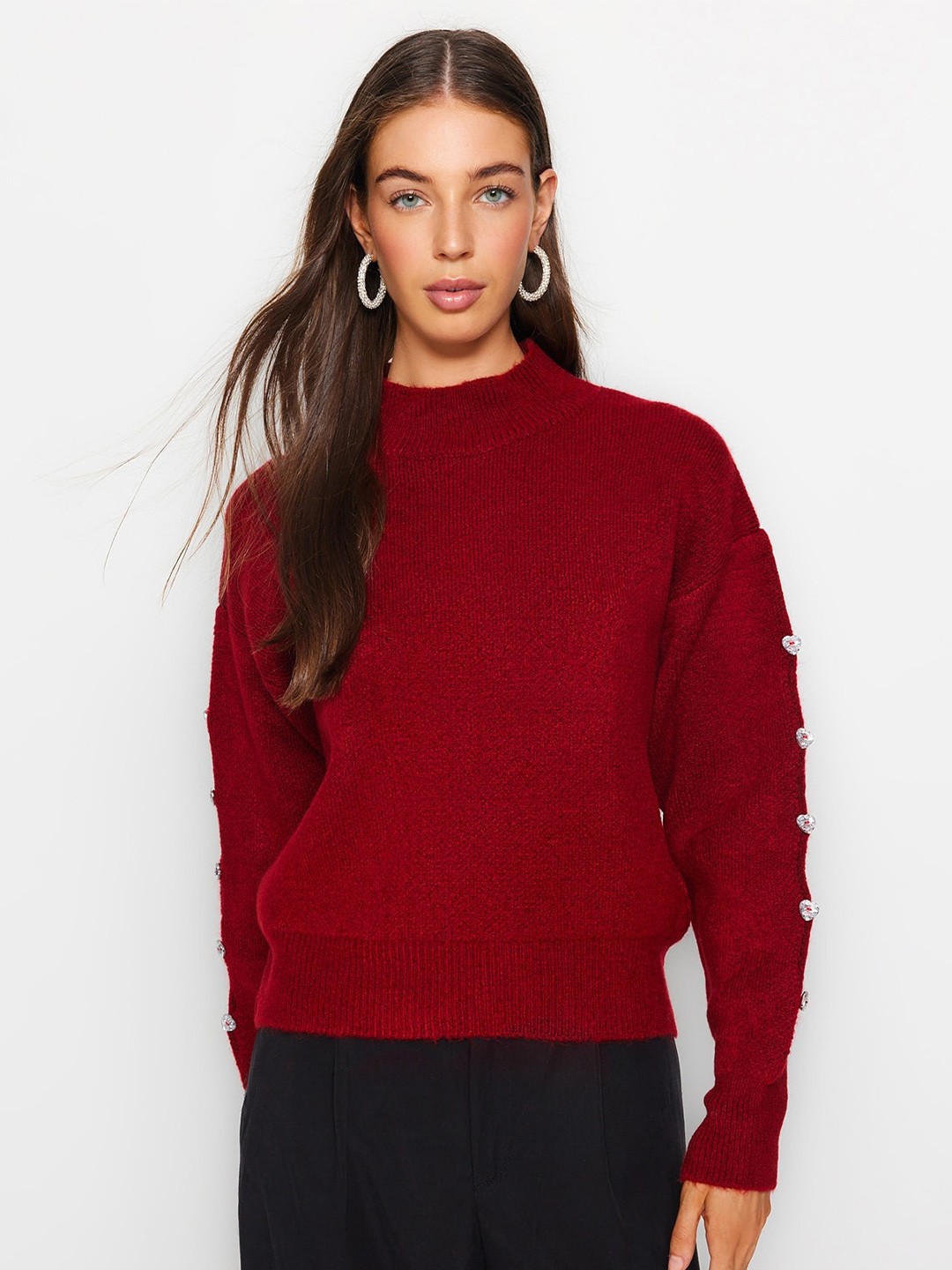 

Trendyol Round Neck Pullover Sweater, Red