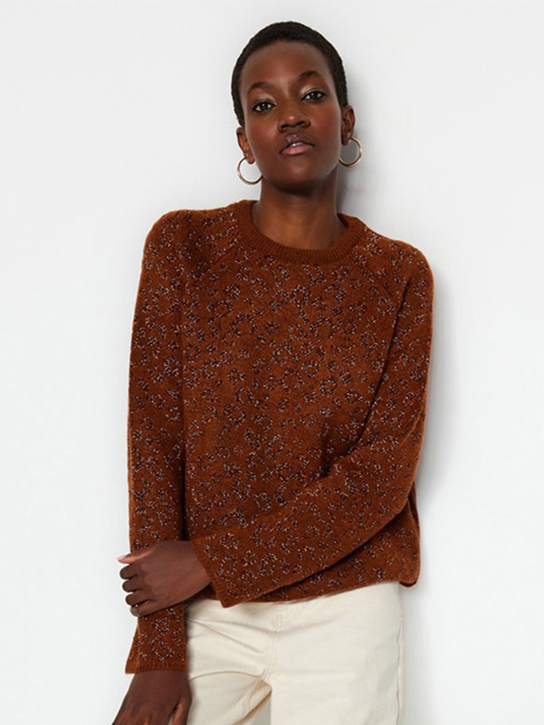 

Trendyol Animal Printed Pullover, Brown