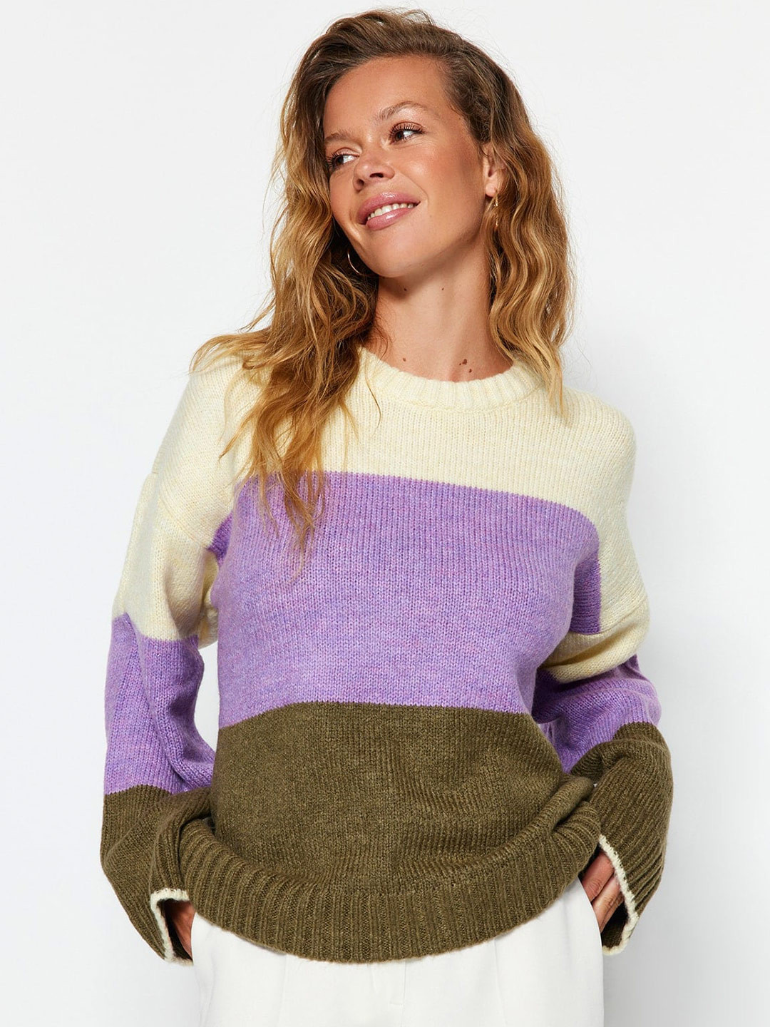 

Trendyol Colourblocked Pullover, Purple