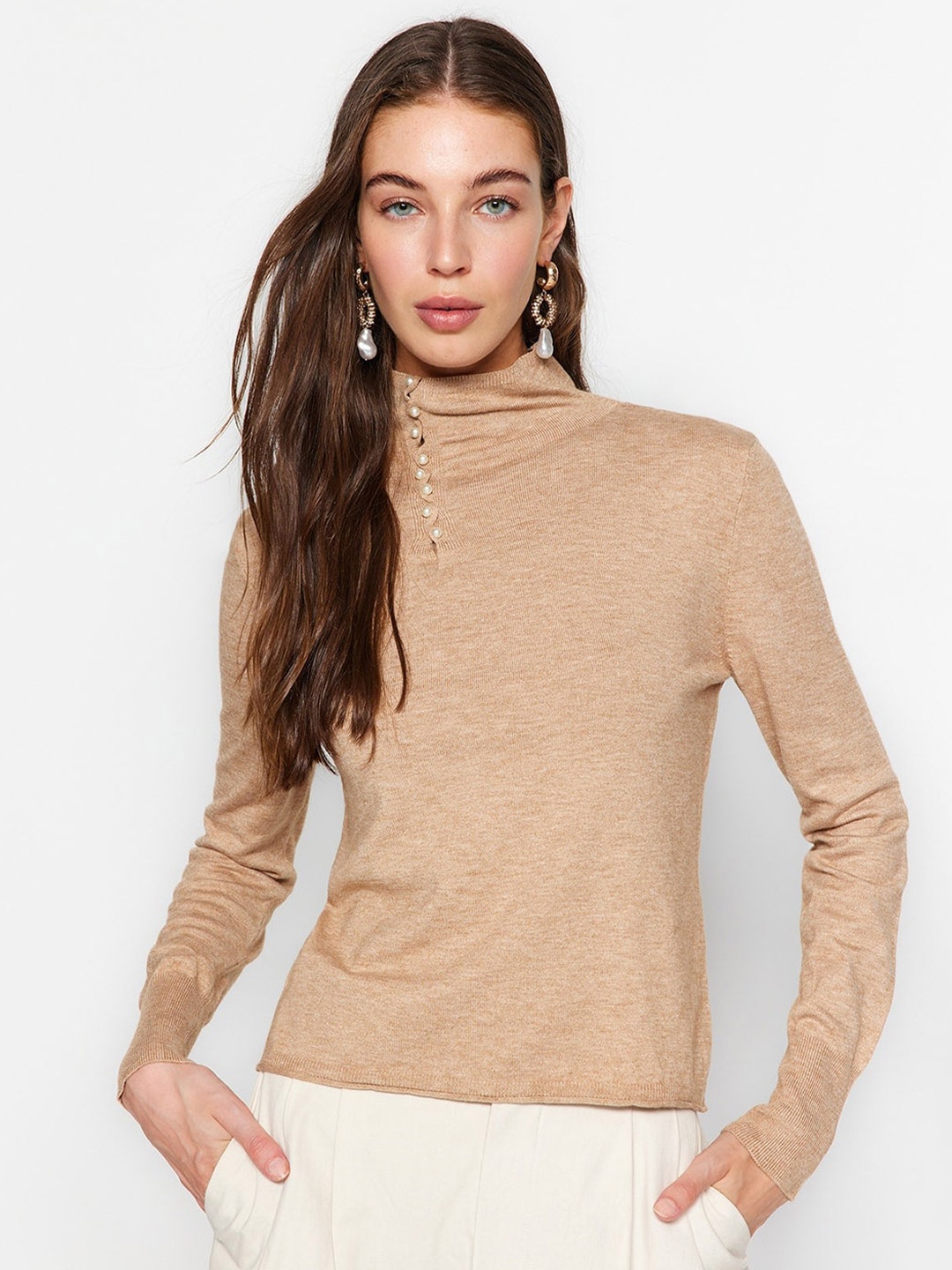 

Trendyol Turtle Neck Acrylic Pullover, Beige