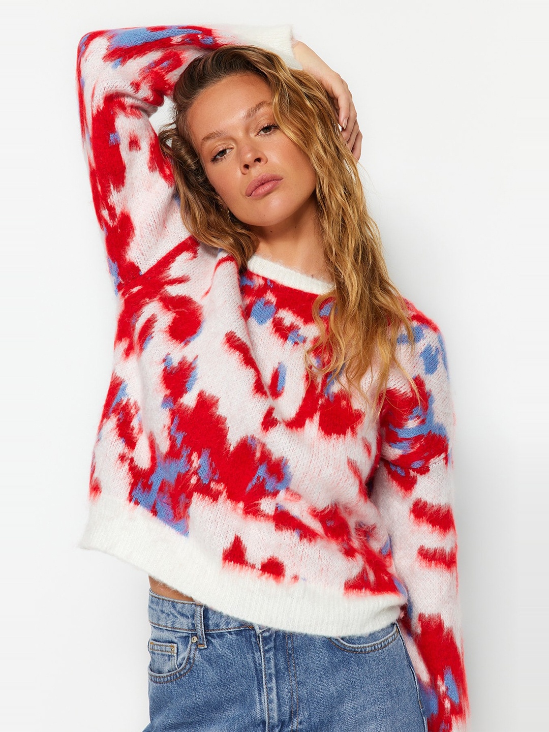 

Trendyol Ribbed Round Neck Pullover, White