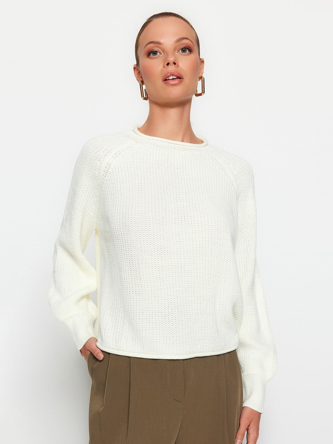 

Trendyol Self Design Pure Cotton Cardigan, White