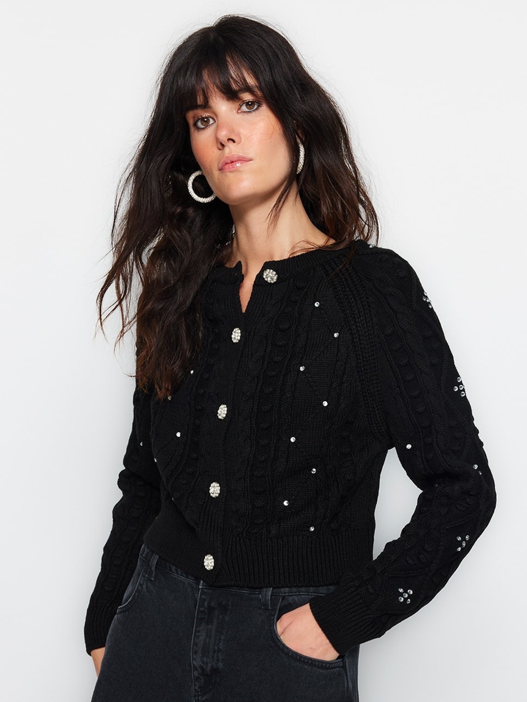 

Trendyol Self Designed Cardigan, Black