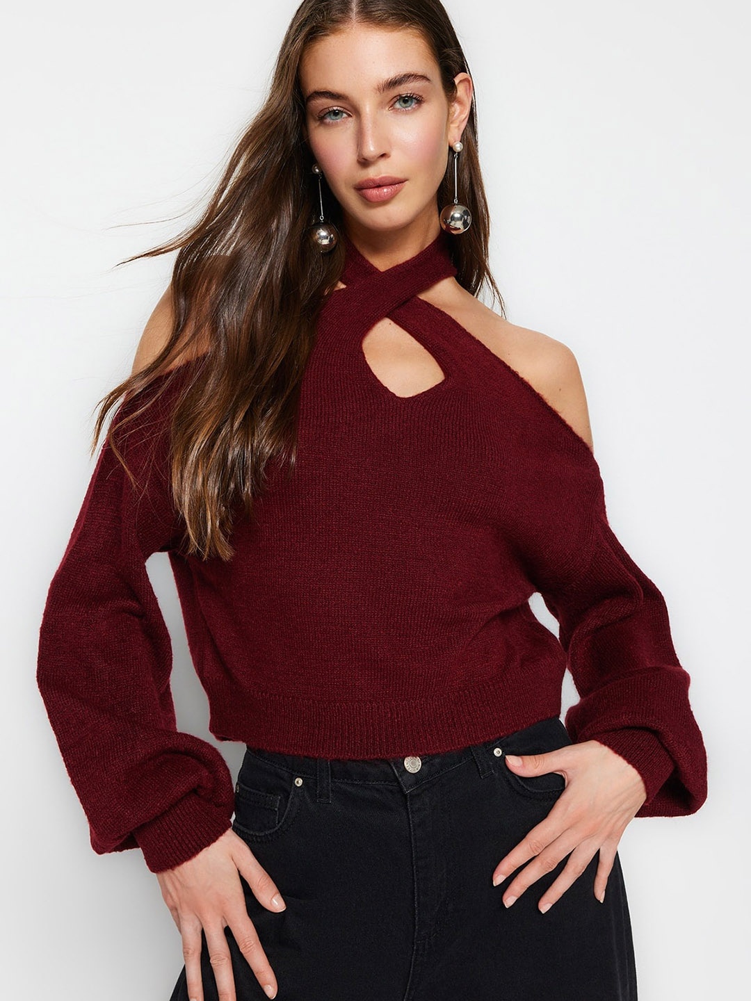 

Trendyol Halter Neck Pullover, Maroon