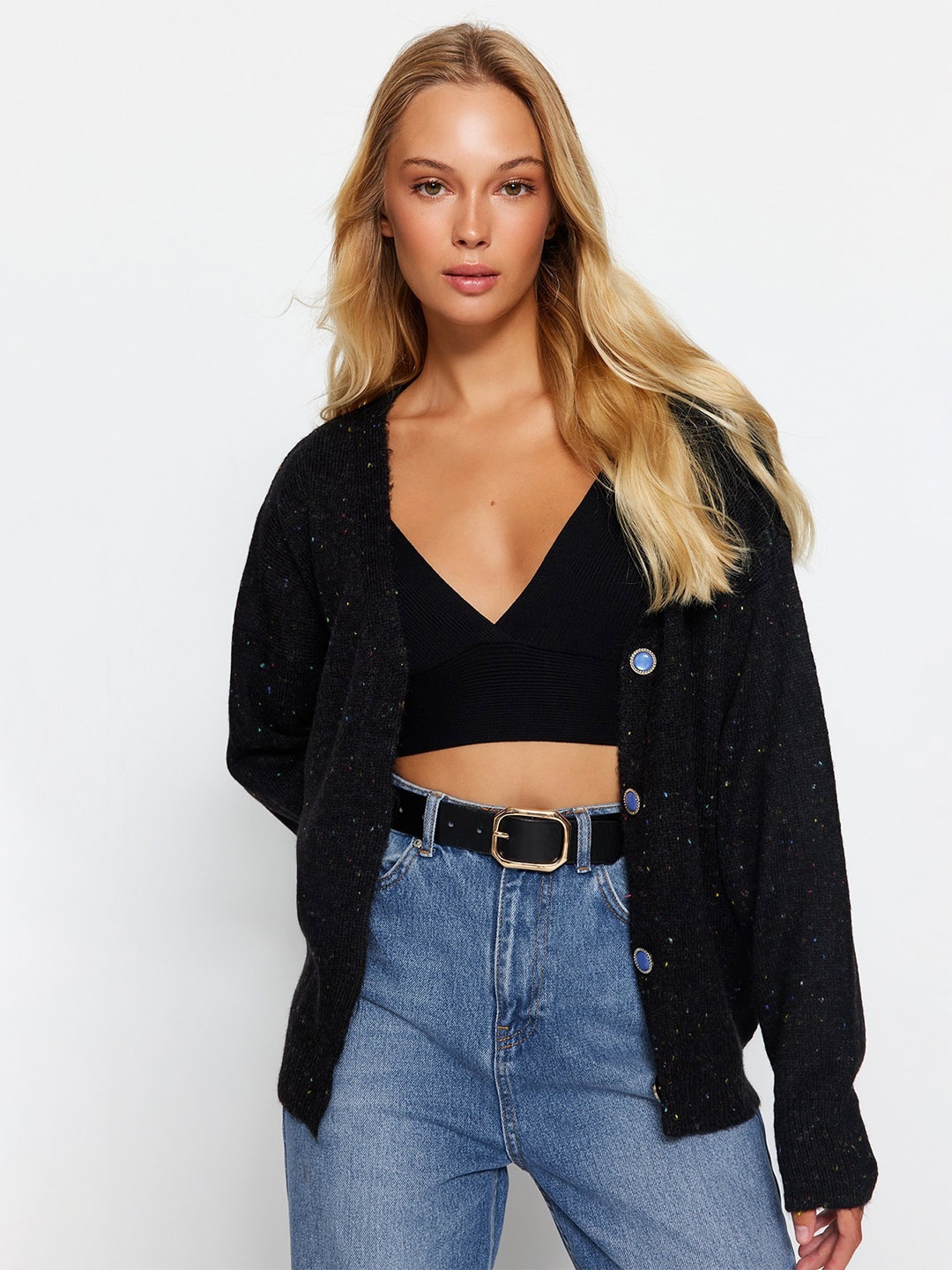 

Trendyol V-Neck Cardigan Sweater, Black