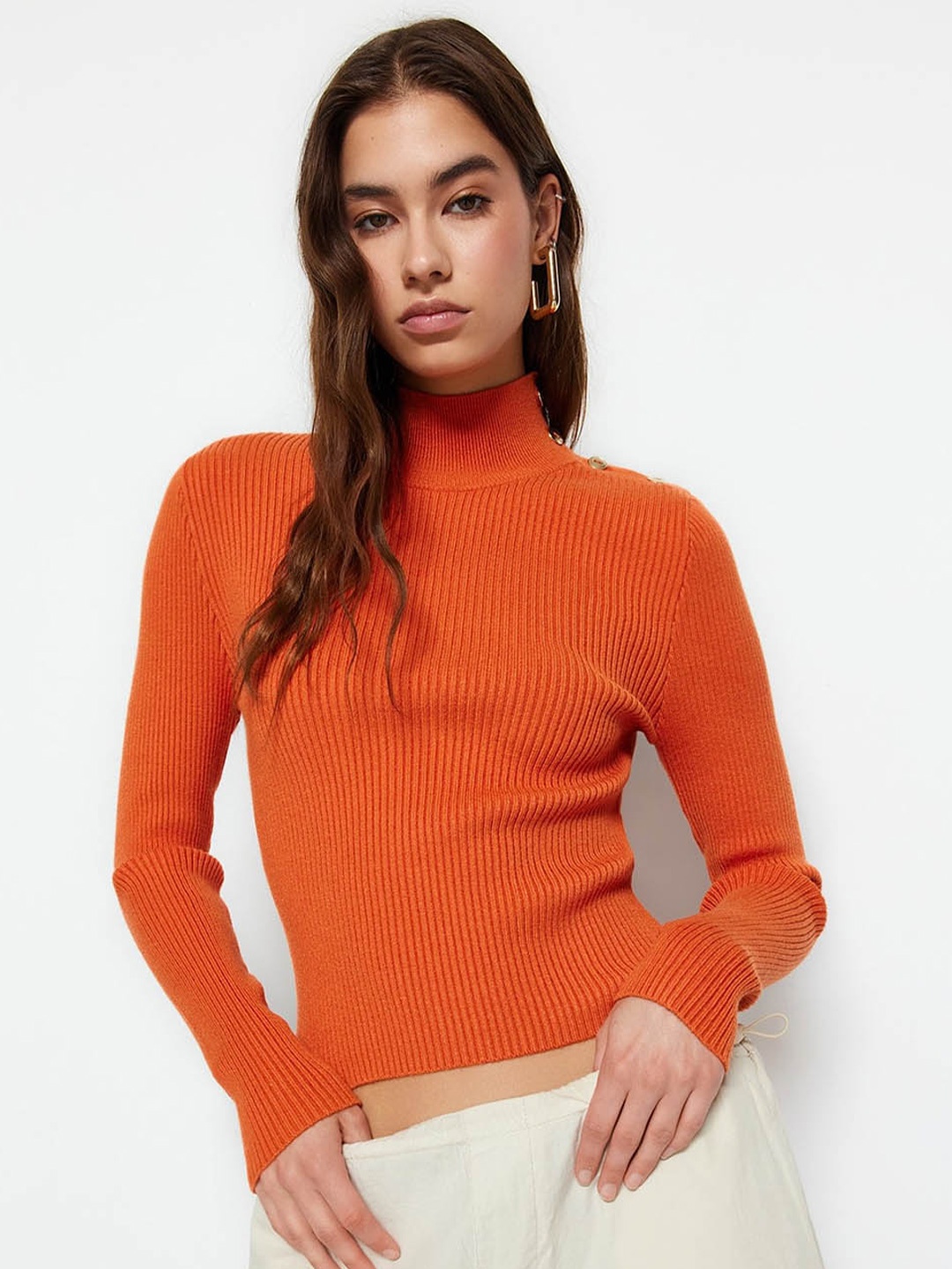 

Trendyol Women Red Ribbed Pullover
