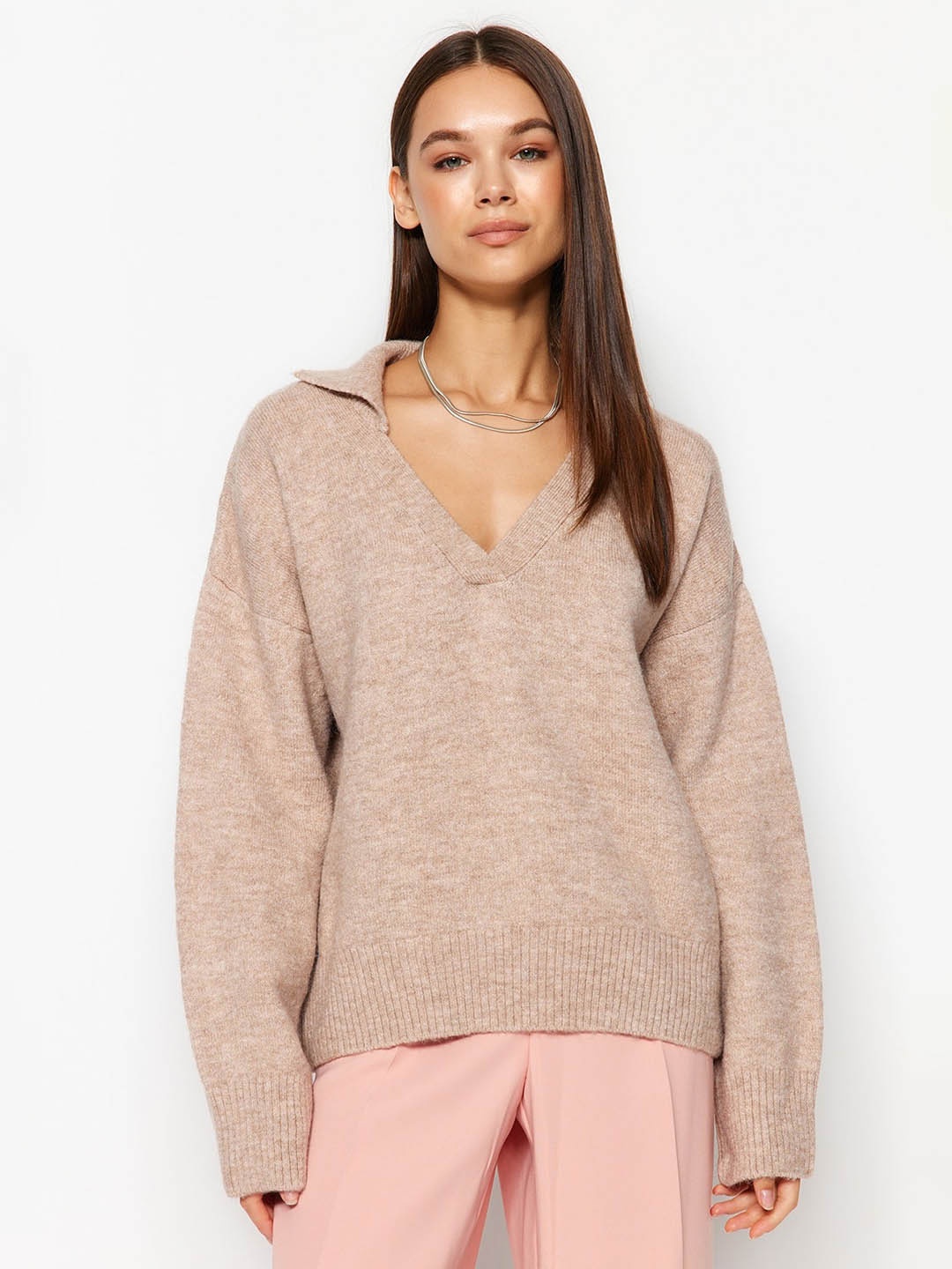 

Trendyol Spread Collar Pullover, Brown