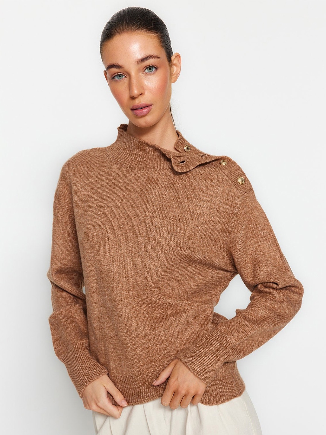 

Trendyol Mock Collar Pullover, Brown