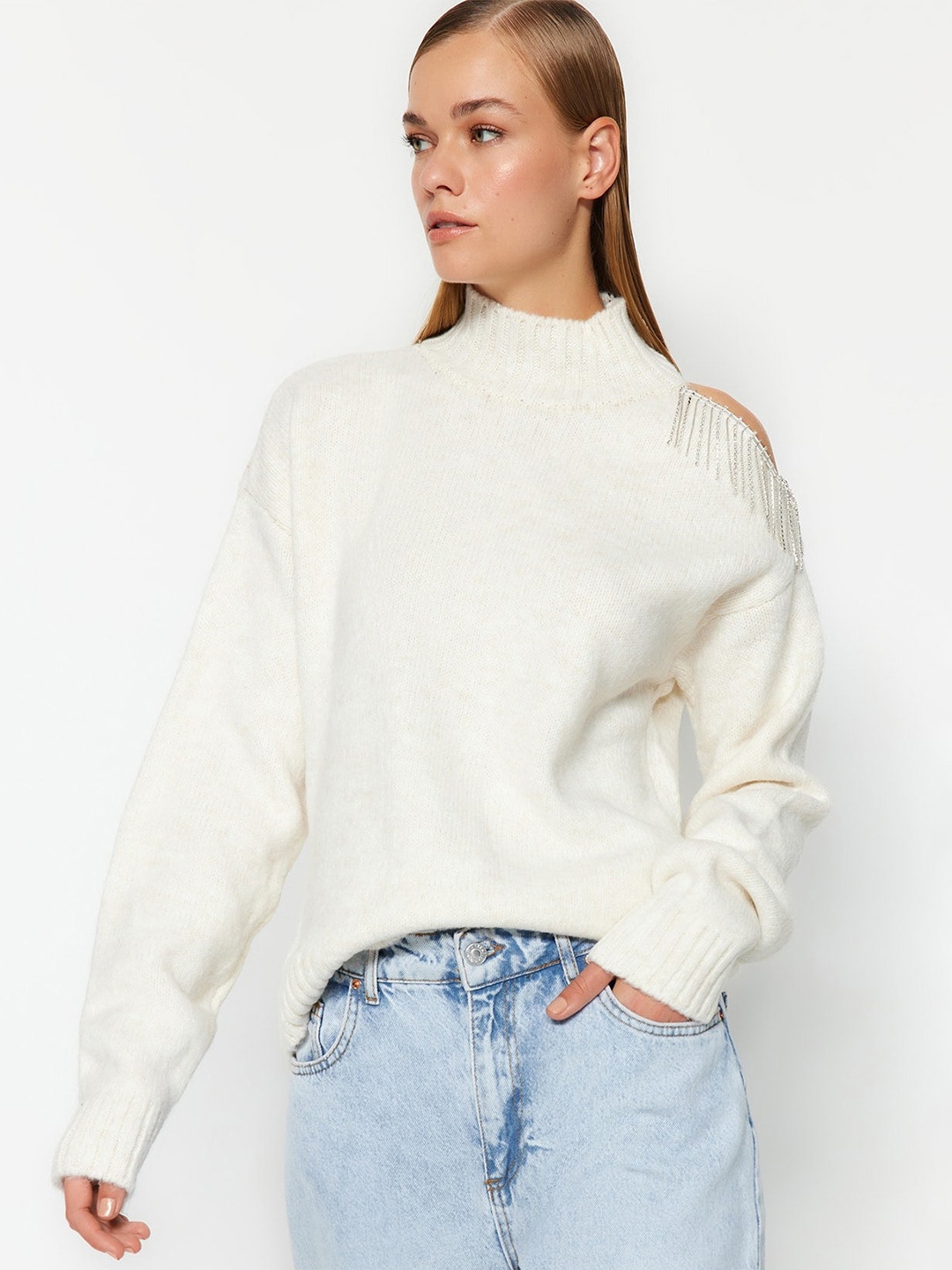 

Trendyol Turtle Neck Acrylic Pullover, White
