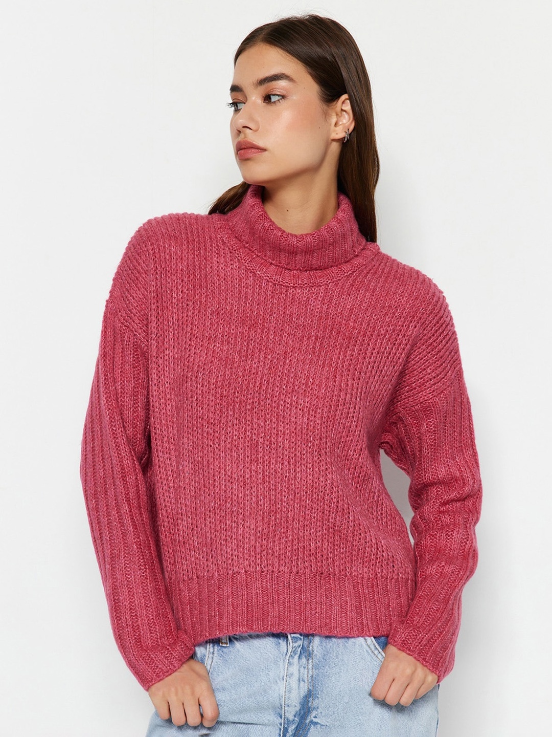 

Trendyol Turtle Neck Acrylic Pullover, Pink