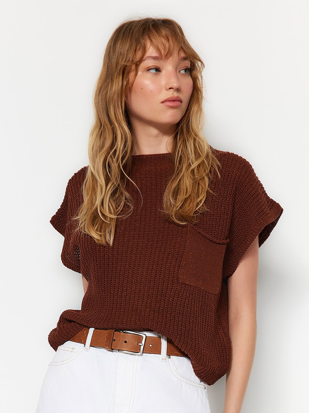 

Trendyol Ribbed Pullover, Brown