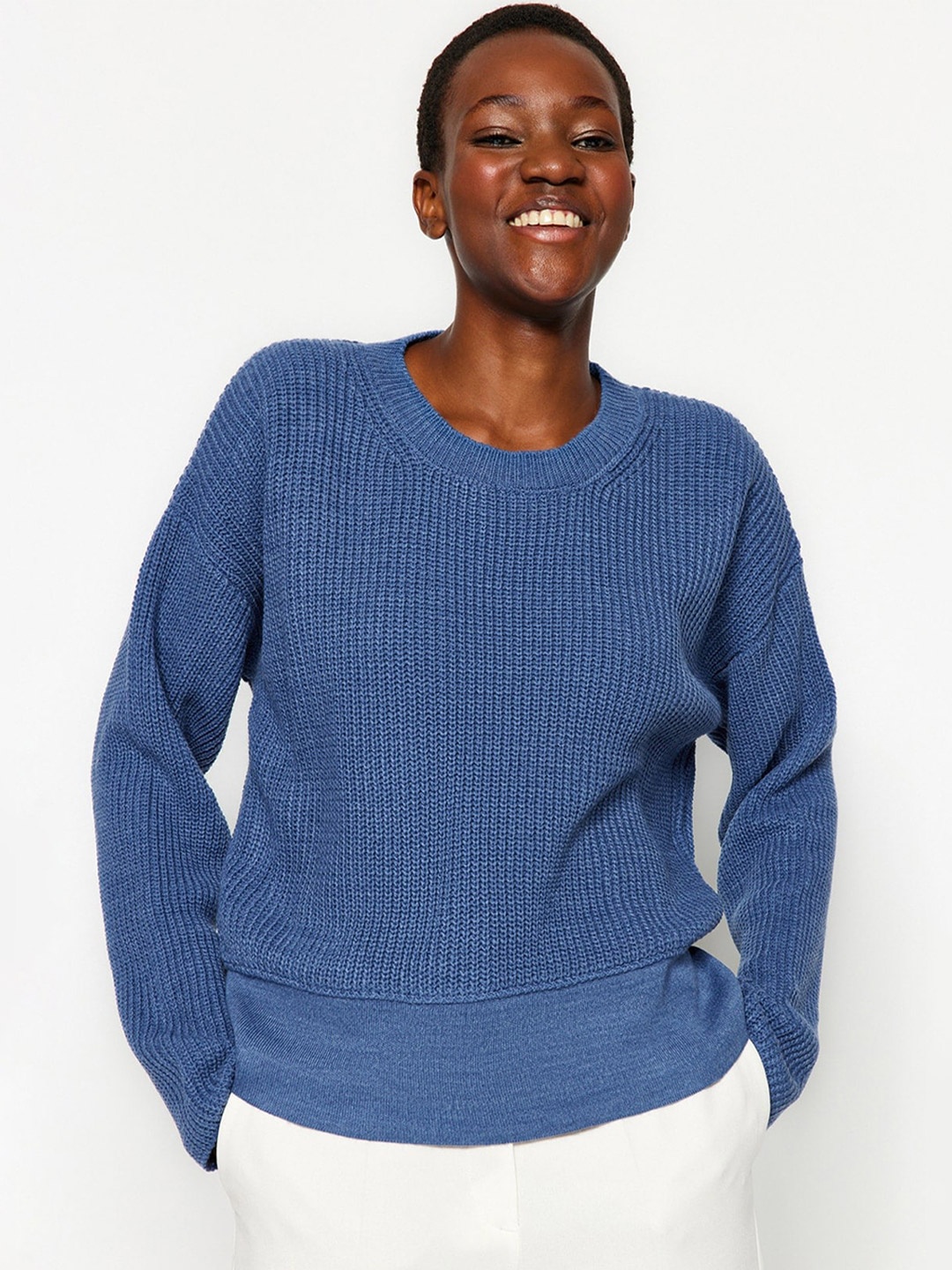

Trendyol Ribbed Pullover Acrylic Sweater, Blue