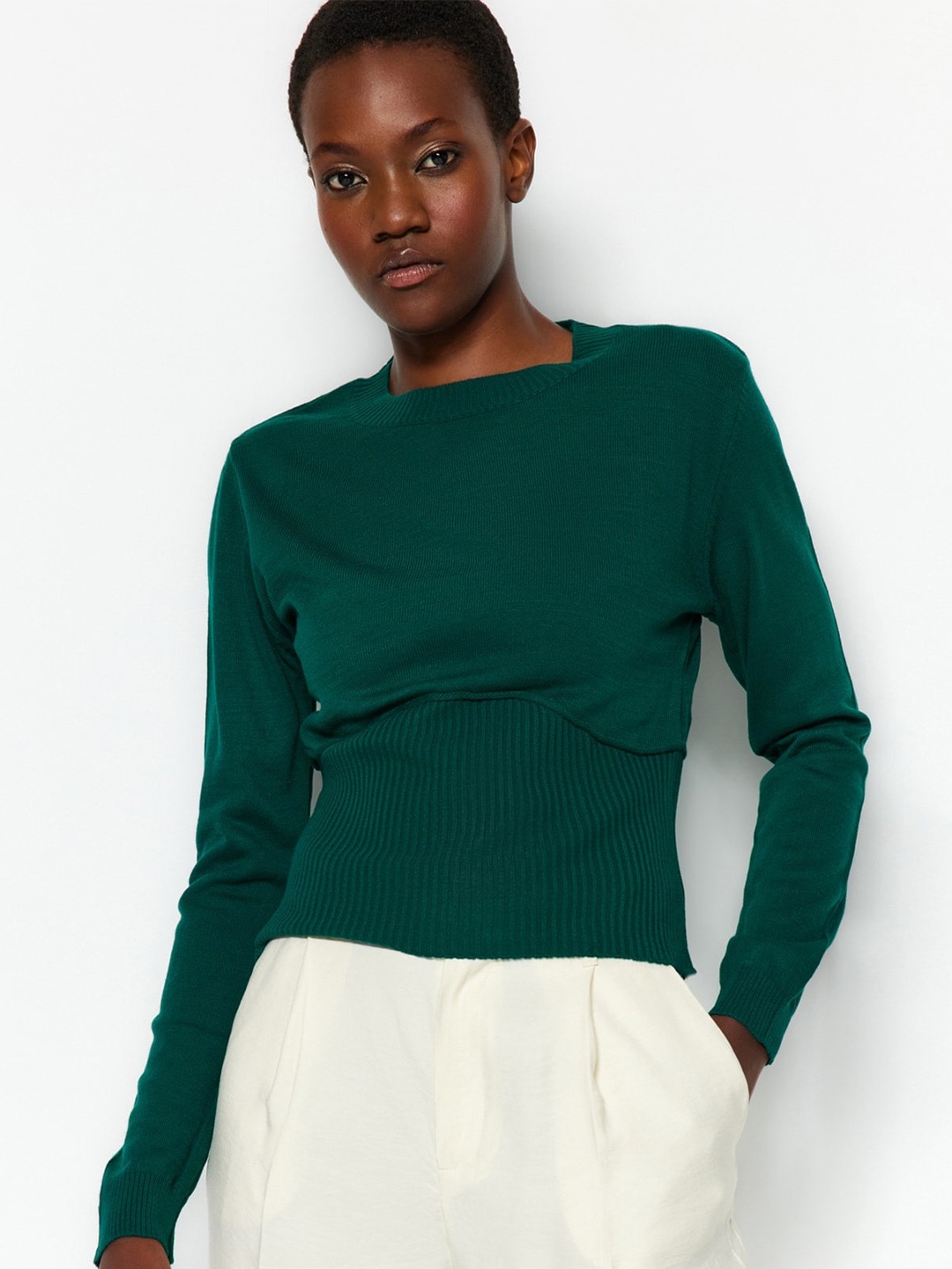 

Trendyol Round Neck Acrylic Pullover, Green