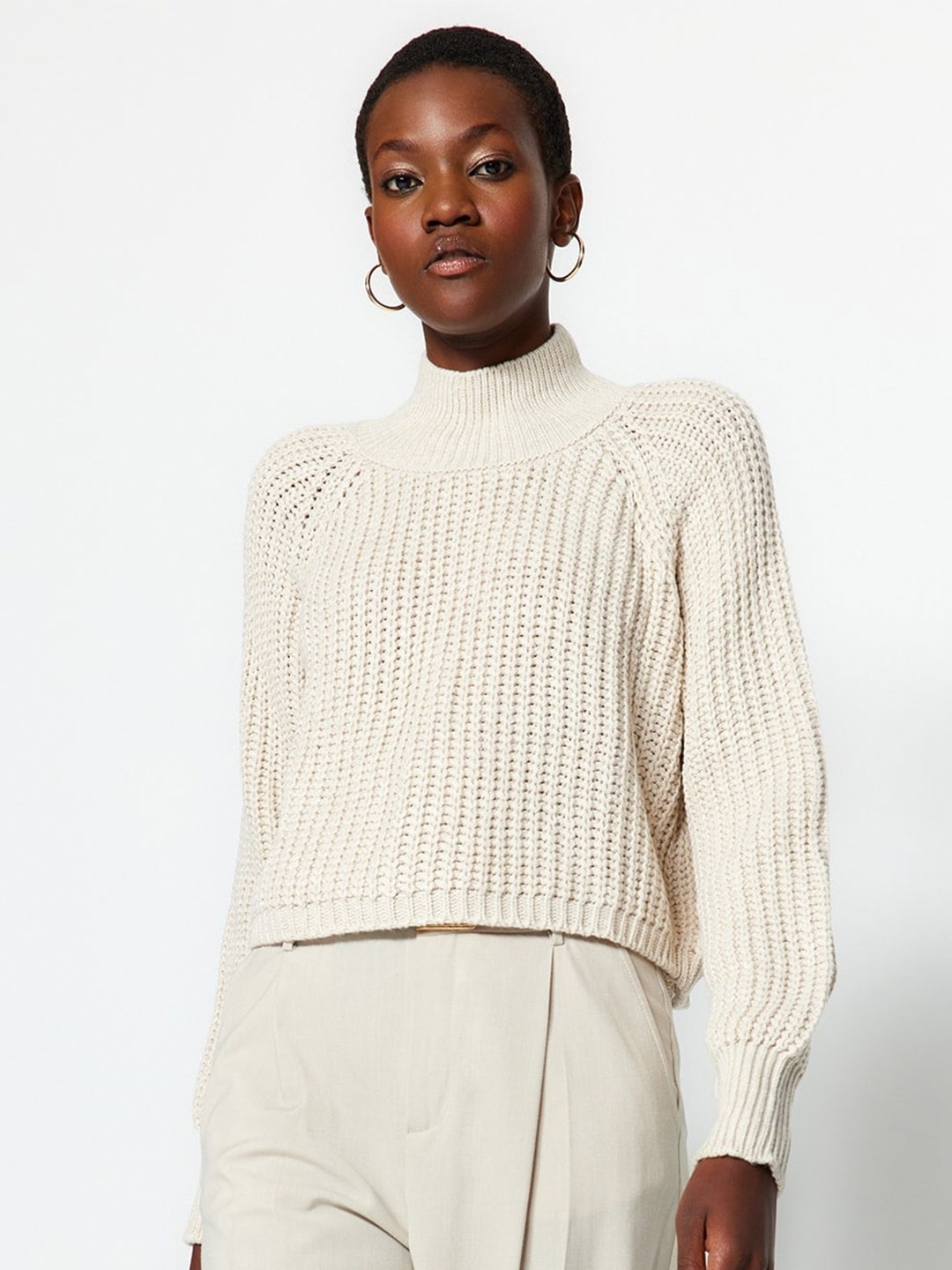 

Trendyol High Neck Pure Acrylic Pullover Sweaters, Grey