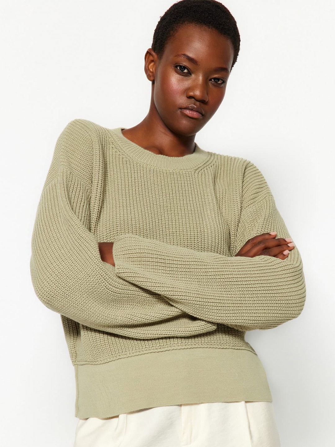 

Trendyol Cable Knit Acrylic Pullover, Beige