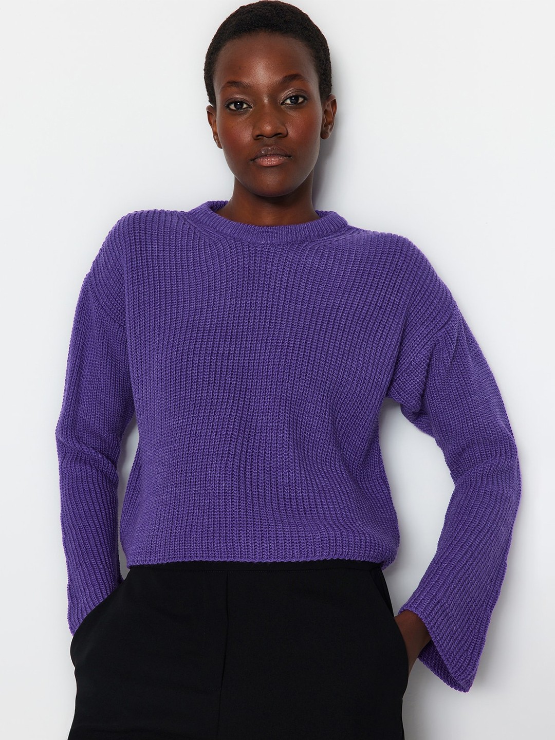 

Trendyol Cable Knit Acrylic Pullover, Purple