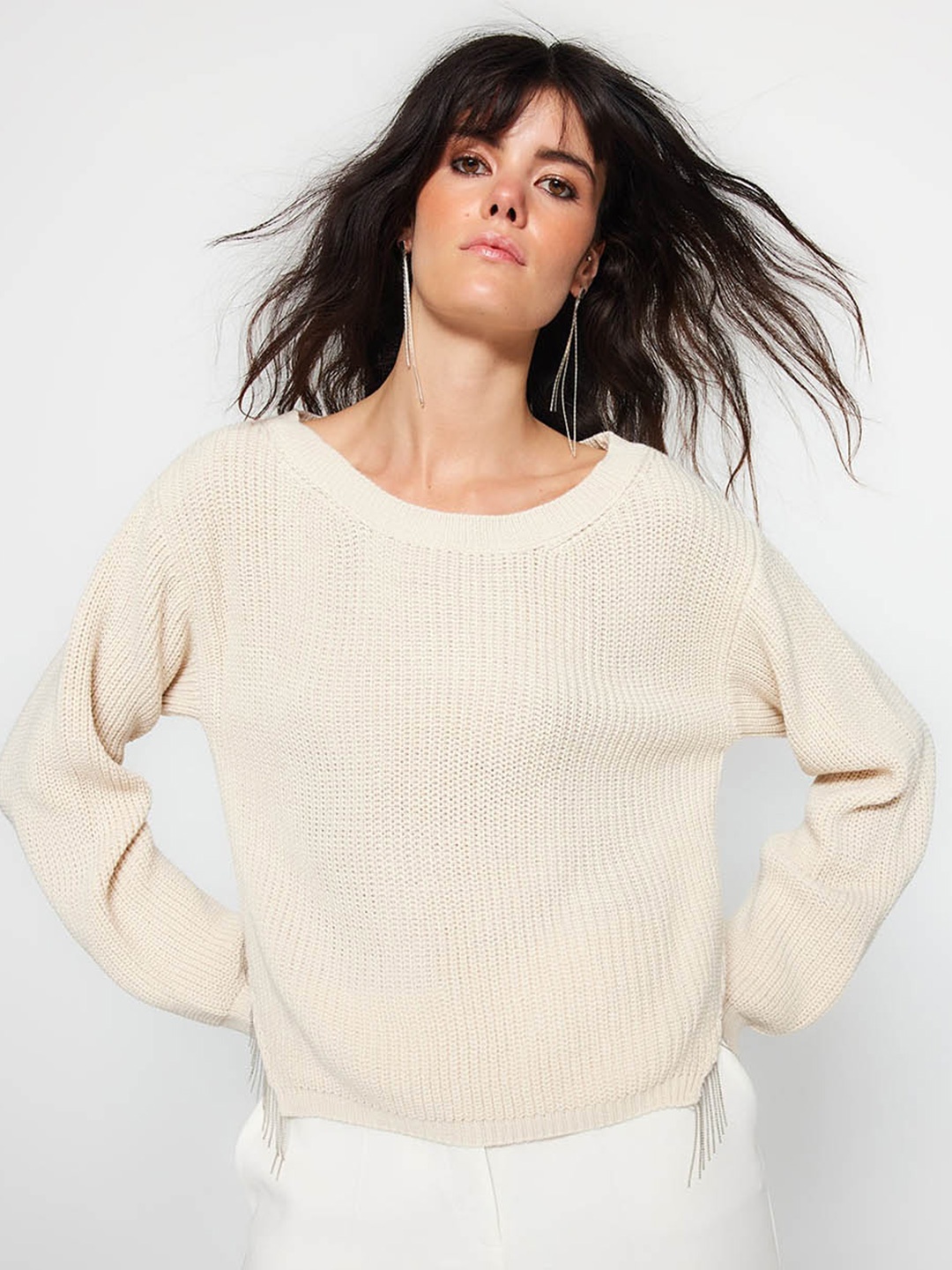 

Trendyol Acrylic Off White Pullover
