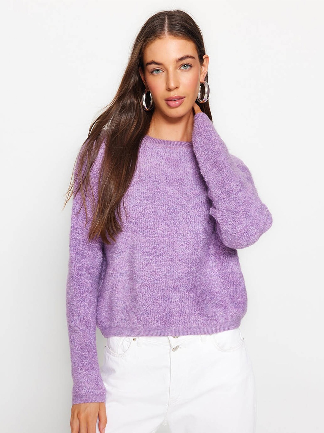 

Trendyol Round Neck Acrylic Pullover, Purple