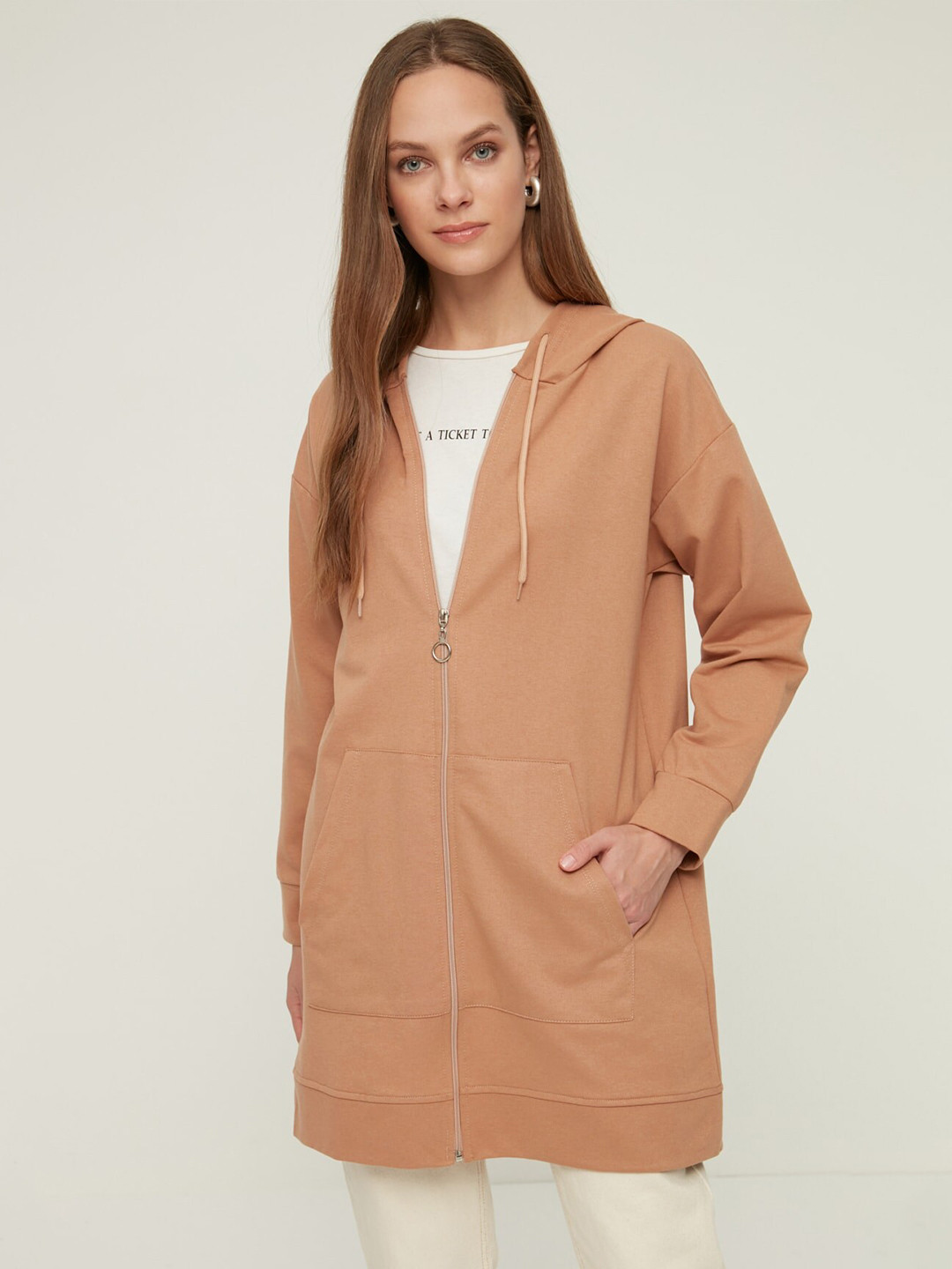 

Trendyol Hooded Longline Sweatshirt, Beige