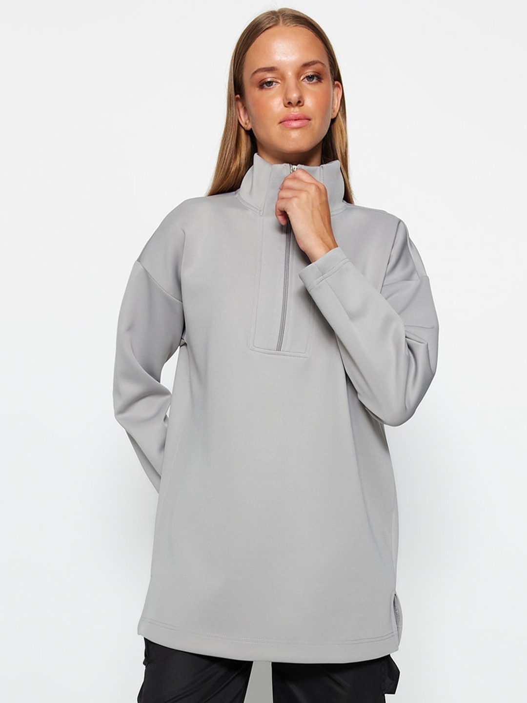 

Trendyol High Neck Pullover Sweatshirt, Grey