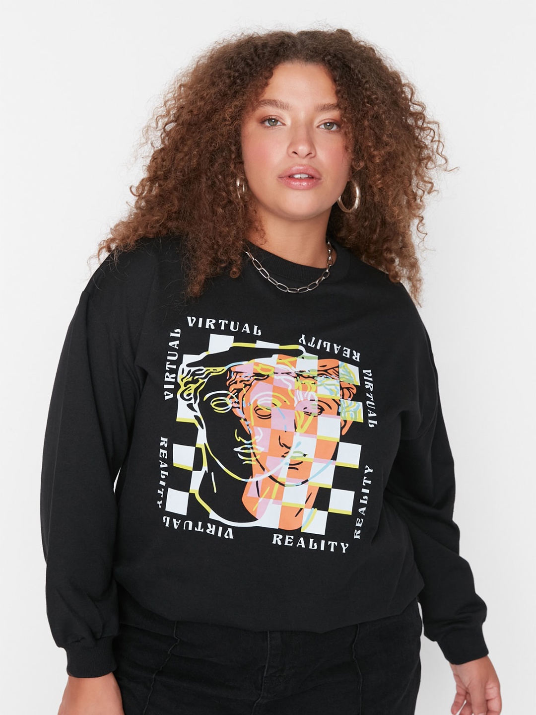 

Trendyol Graphic Printed Sweatshirt, Black