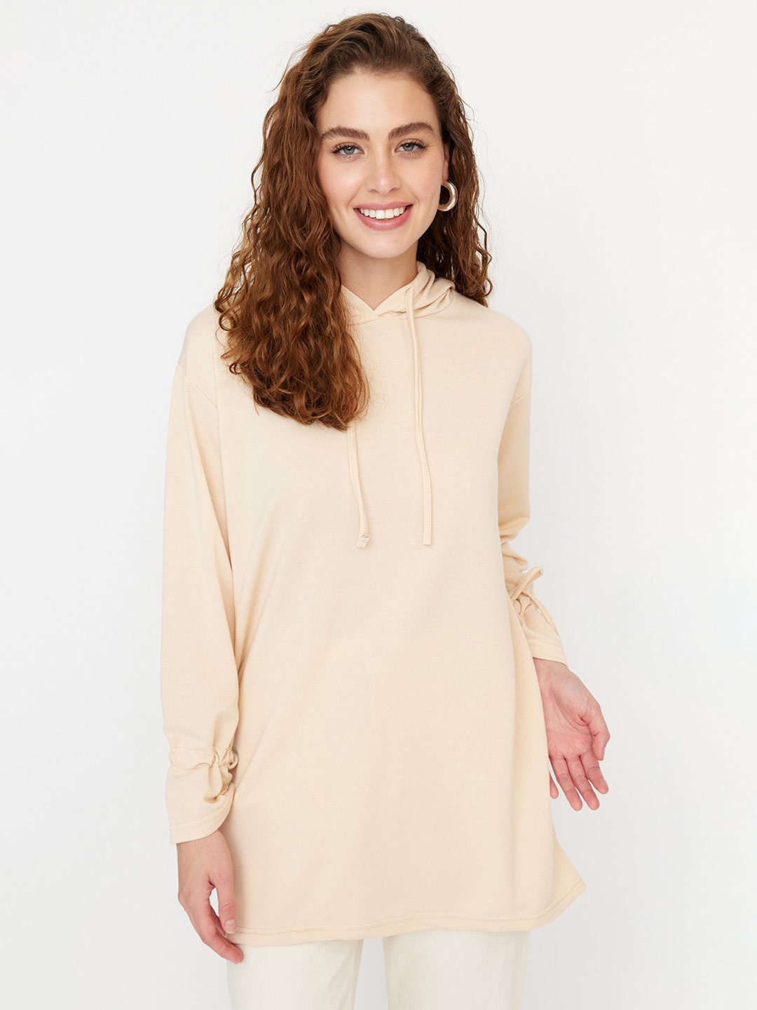 

Trendyol Hooded Longline Sweatshirt, Beige