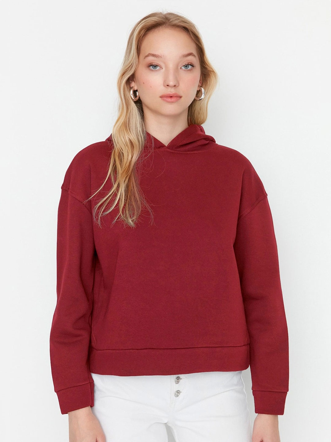 

Trendyol Long Sleeves Hooded Pullover, Maroon