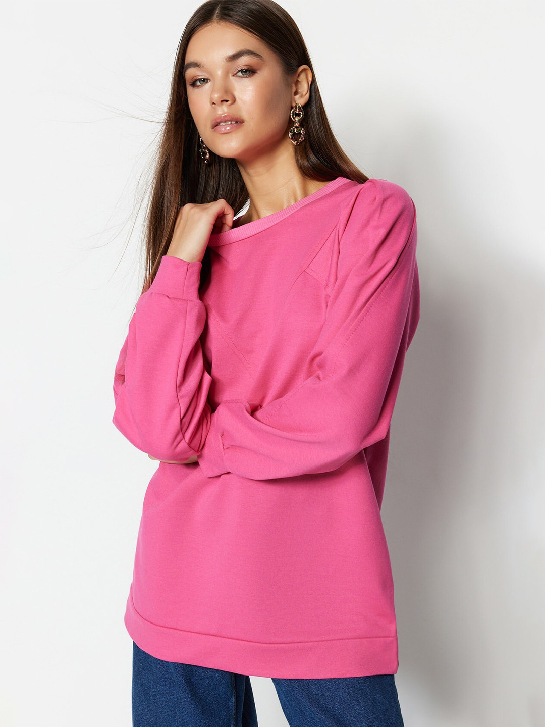 

Trendyol Round Neck Sweatshirt, Pink