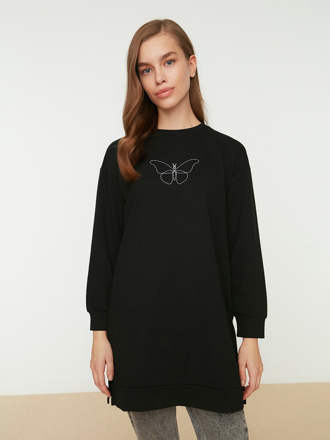 

Trendyol Pullover Longline Sweatshirt, Black