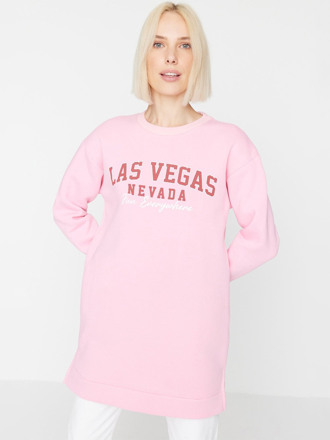 

Trendyol Typography Printed Pullover, Pink